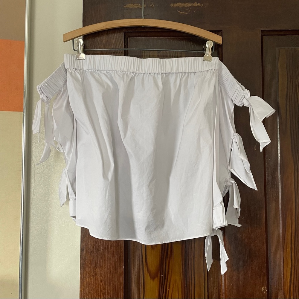 Milly Blythe Top Off Shoulder Poplin Bow Sleeves Size Small